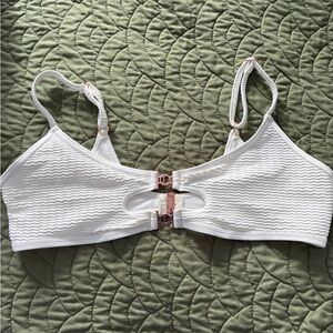 Lounge Womens Cali Textured Bikini Top cream/ Off white - Size Large